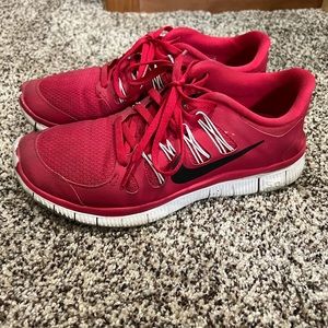 Red Nike running shoes